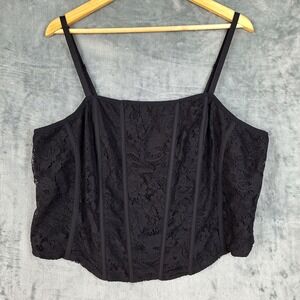 Torrid Top 3X Black Lace Corset Crop Ren Fair Fairy Grunge Whimsigoth Bustier